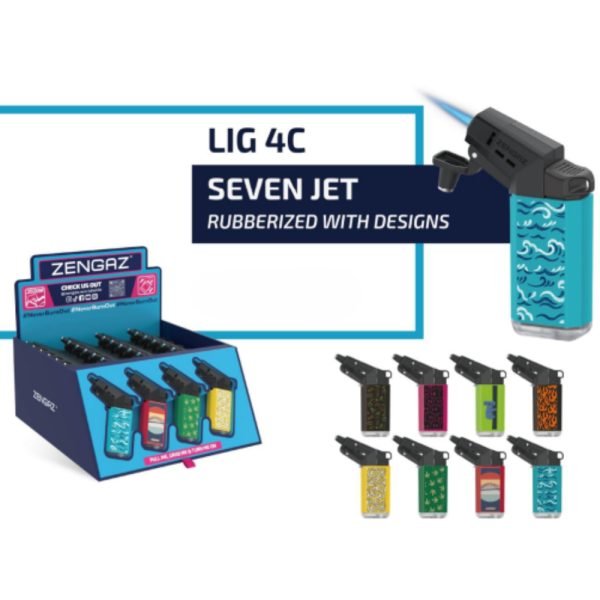 Zengaz Seven Jet Display Printed Lighters C - Assorted Designs