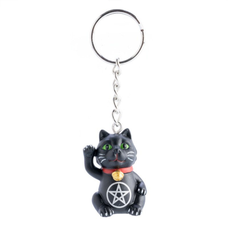 Black Cat Pentacle Keychain - Image 2