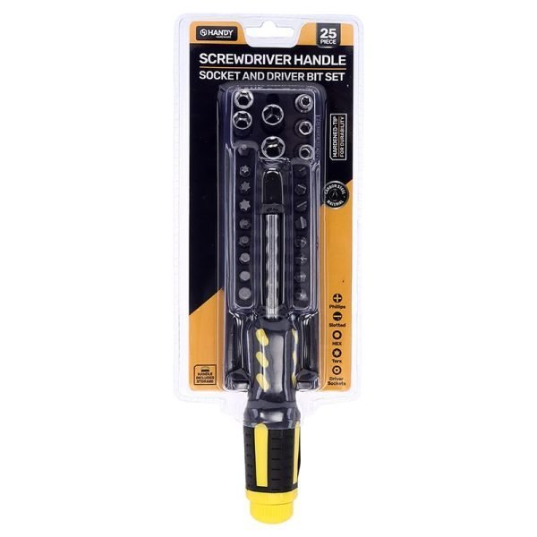 Screwdriver Handle with Socket and Driver Bit Set 25pc