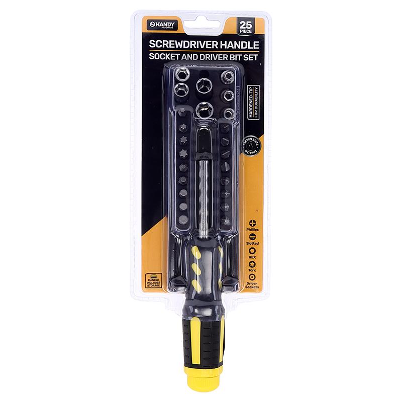 Screwdriver Handle with Socket and Driver Bit Set 25pc