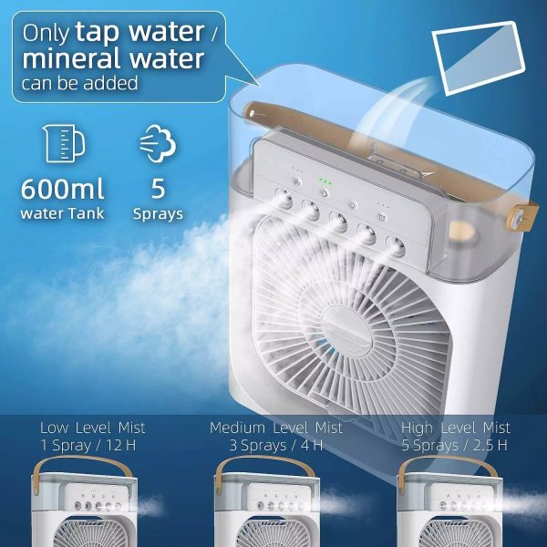 Air Cooler Conditioner USB Portable Desk Fan With LED Lights (Assorted Colours)