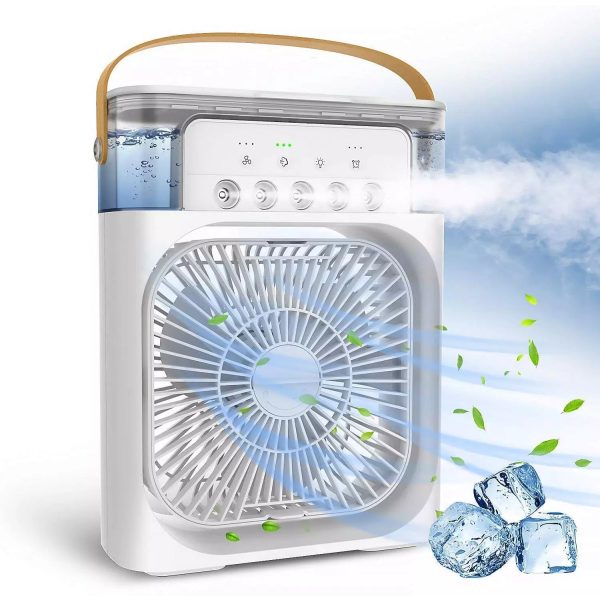 Air Cooler Conditioner USB Portable Desk Fan With LED Lights (Assorted Colours)