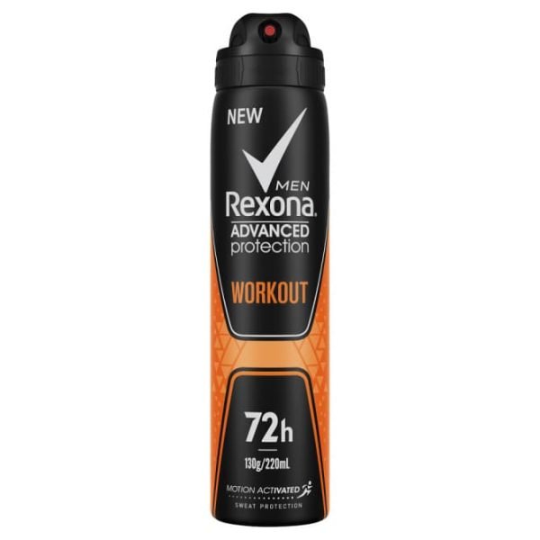 Rexona 130g/220ml Antiperspirant Deodorant 72H Body Heat Activated Workout