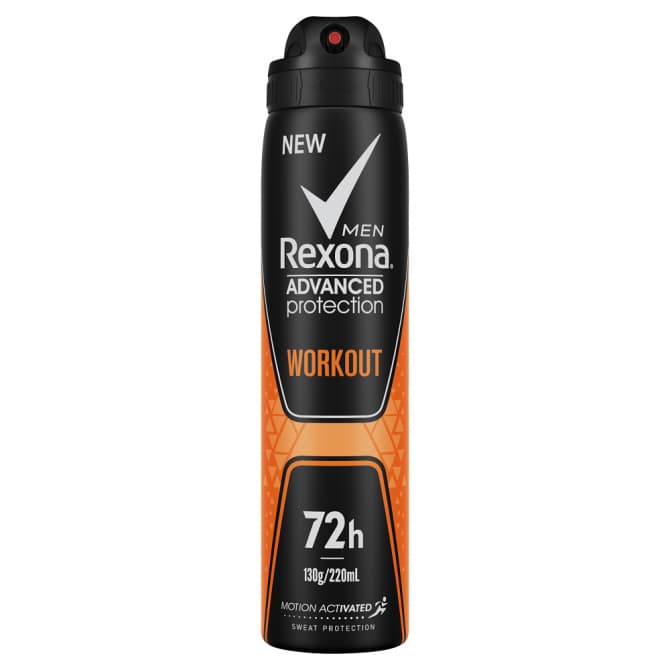 Rexona 130g/220ml Antiperspirant Deodorant 72H Body Heat Activated Workout