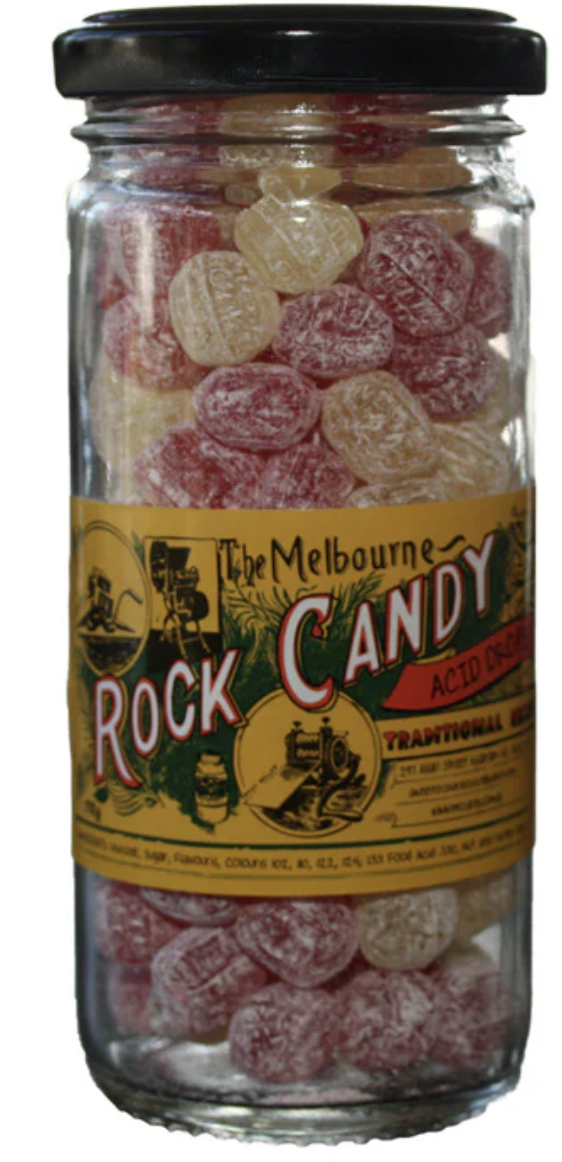 The Melbourne Rock Candy Acid Drops Glass Jar 170g