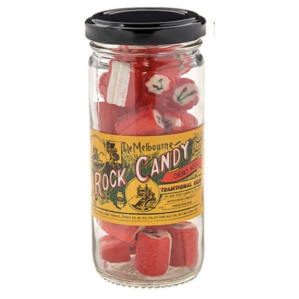 The Melbourne Rock Candy Cherry Rock Glass Jar 170g
