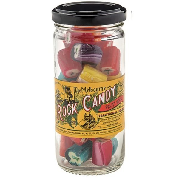 The Melbourne Rock Candy Fruit Rock Glass Jar 170g