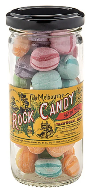 The Melbourne Rock Candy Satin Boil Glass Jar 170g