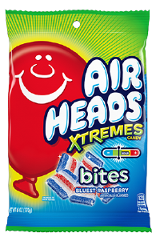 Airheads Xtreme Bites Blue Raspberry Peg Bag 6oz (170g)