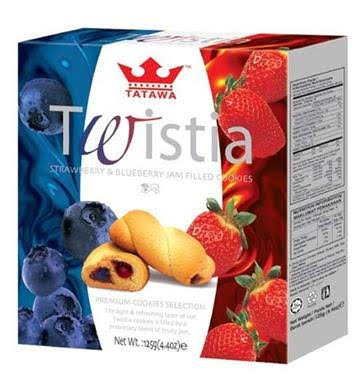 Twistia Strawberry & Blueberry Jam Filled 5 Bars 100g