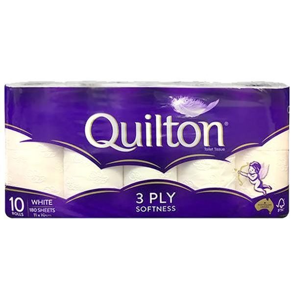 Quilton 3 Ply Softness Toilet Paper 10 Roll Pack (180 Sheets)