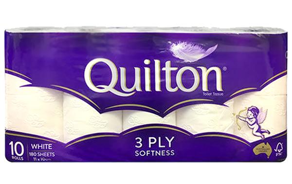 Quilton 3 Ply Softness Toilet Paper 10 Roll Pack (180 Sheets)