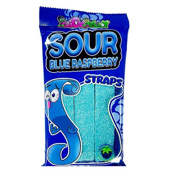 Juicy Jelly Sour Blue Raspberry Straps Hangsell 160g