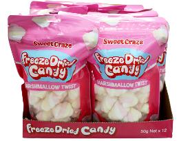 Sweet Craze Freeze Dried Candy Marshmallow Twist 50g