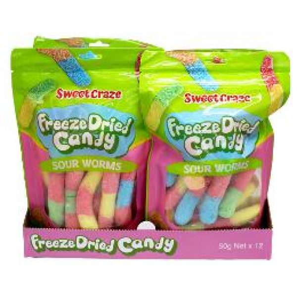 Sweet Craze Freeze Dried Candy Sour Worms 50g