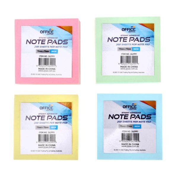 Sticky Notes Pastel 75mm x 75mm Mega Pack - 200pk
