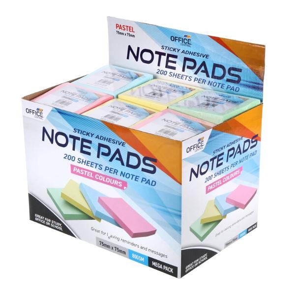 Sticky Notes Pastel 75mm x 75mm Mega Pack - 200pk