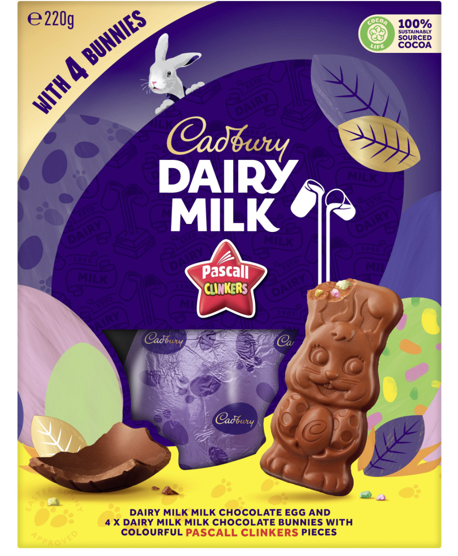 Cadbury Dairy Milk & Pascall Clinker Egg Gift Box 220g