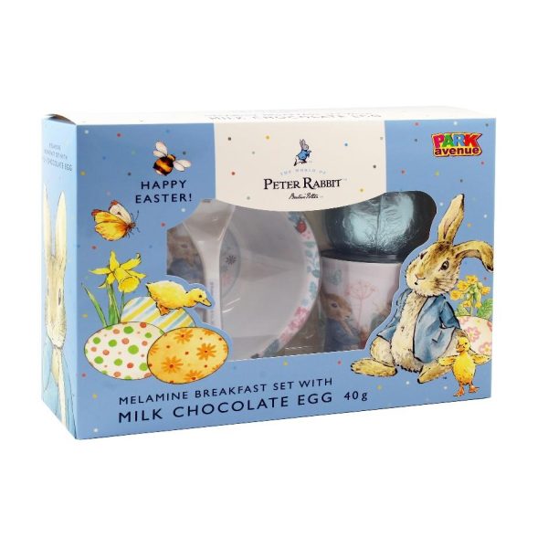 Melamine Breakfast Set with Milk Chocolate Eggs - Peter Rabbit 40g