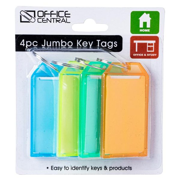 Key Tags Large Colour 6.7cm x 3.5cm 4pc