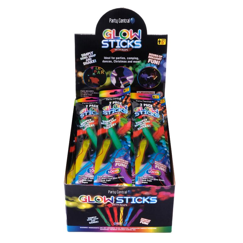 Glow Sticks with Rope 2pk - Assorted Colours