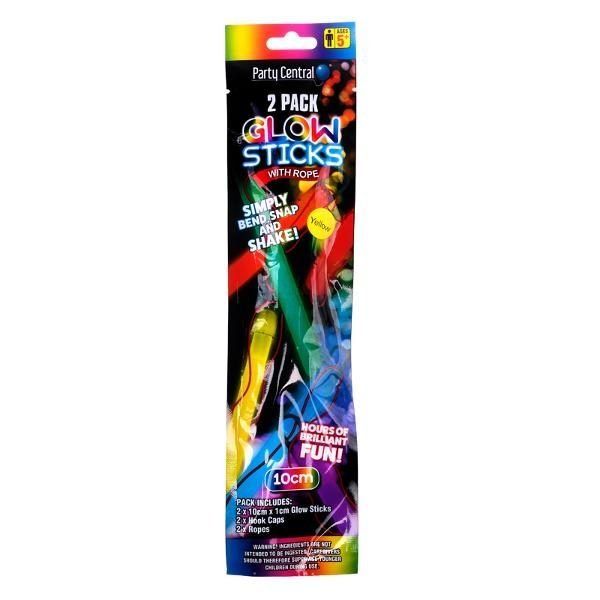 Glow Sticks with Rope 2pk - Assorted Colours