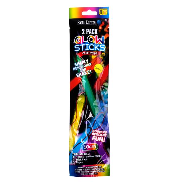 Glow Sticks with Rope 2pk - Assorted Colours - Image 2