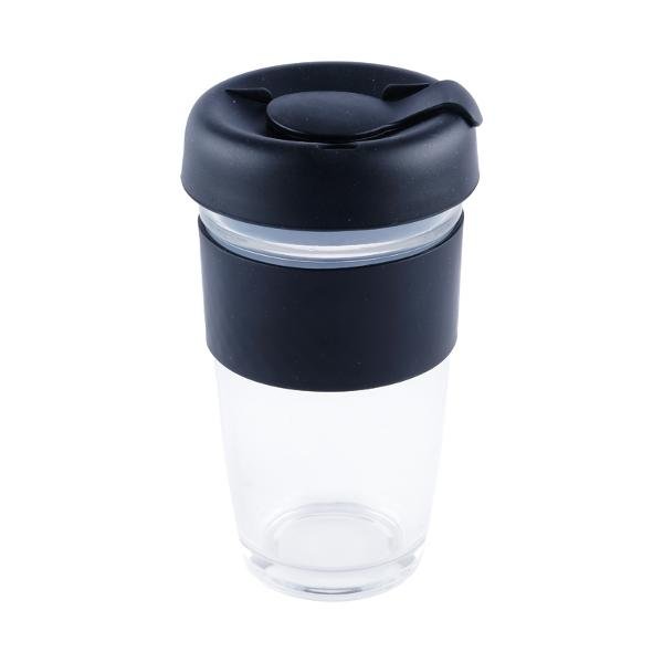 Travel Mug Glass Black Lid & Black Grip 450mL - Image 3