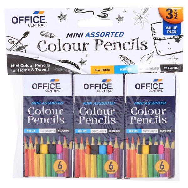 Pencils Colour Mini 3 x 6pc
