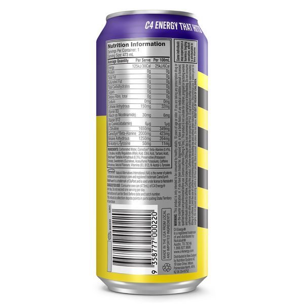 C4 Carbonated RTD 473ml - Purple Frost