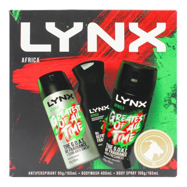 Lynx 400ml Africa Antiperspirant, Bodywash, Body Spray Gift Pack