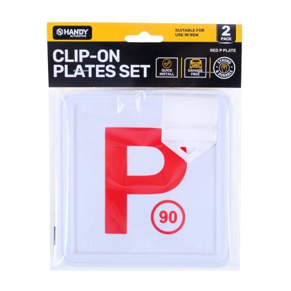 Handy Automotive Plate P NSW Red Clip On 2pk