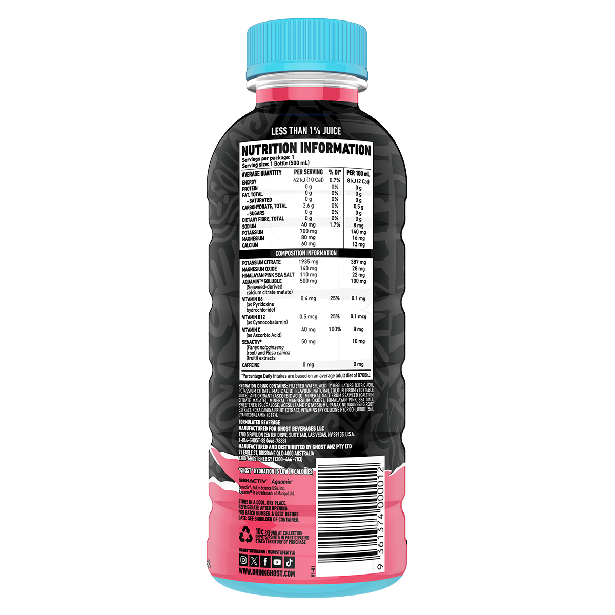 Ghost Hydration RTD Kiwi Strawberry 500ml - Image 2