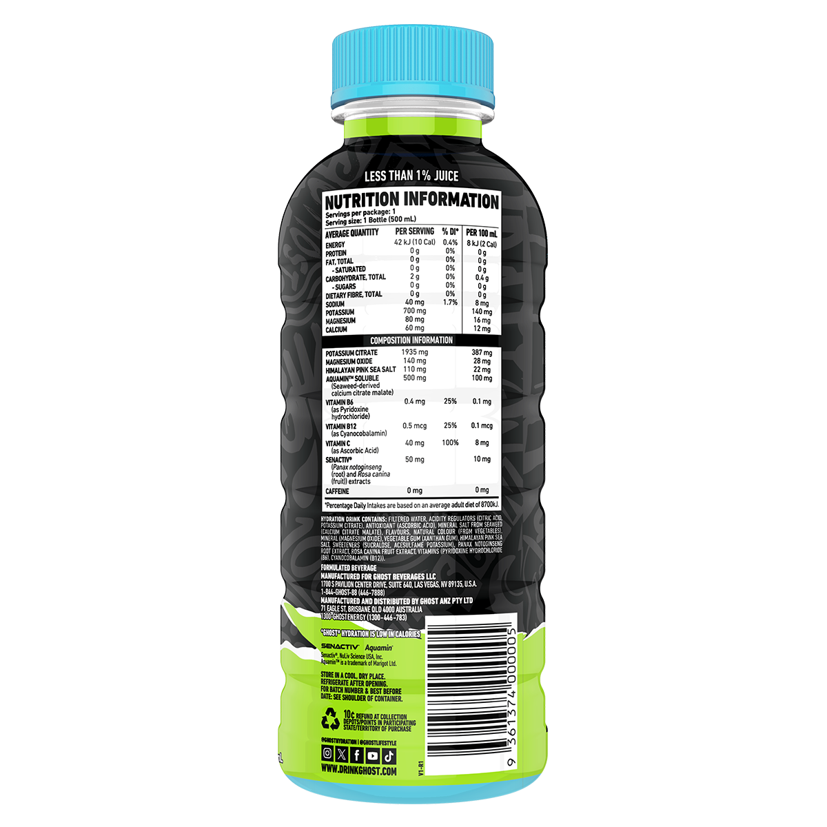 Ghost Hydration RTD Lemon Lime 500ml - Image 2