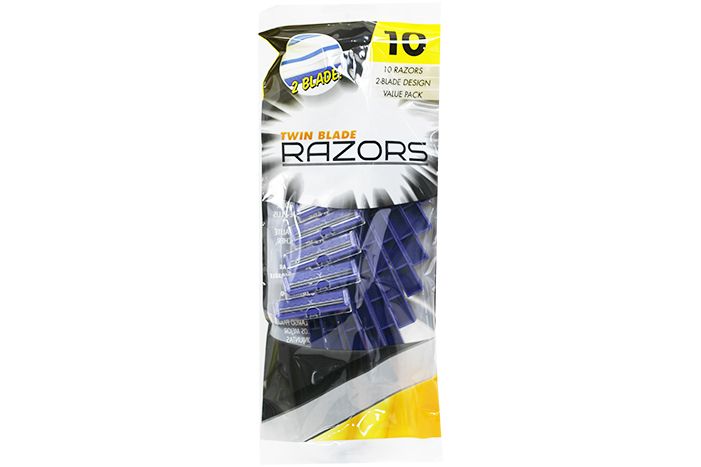 Disposable Razors (Pack Of 10) Stainless Steel Twin Blade