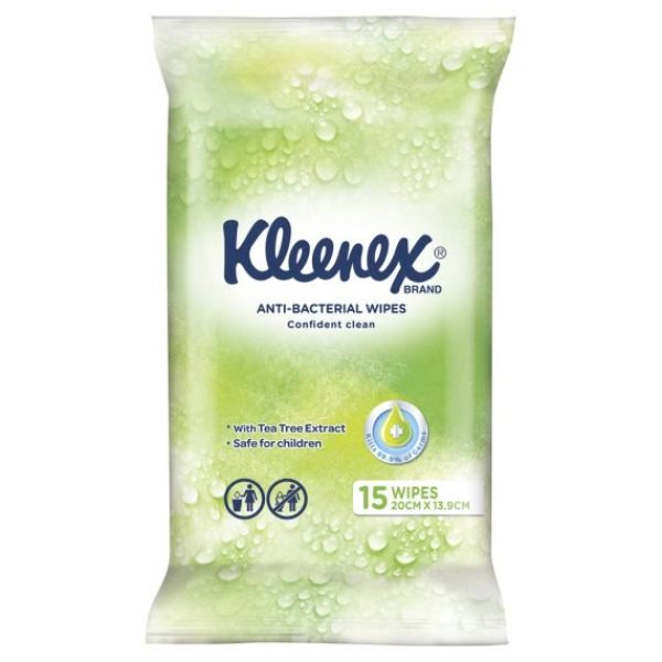 Kleenex PK15 Anti-Bacterial Wipes with Tea Tree Extract