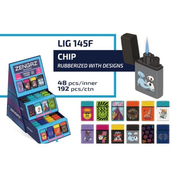 Zengaz Cube Display Chip Jet Lighters F - Assorted Designs
