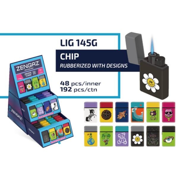 Zengaz Cube Display Chip Jet Lighters G - Assorted Designs