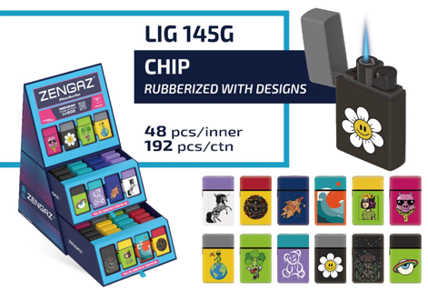 Zengaz Cube Display Chip Jet Lighters G - Assorted Designs