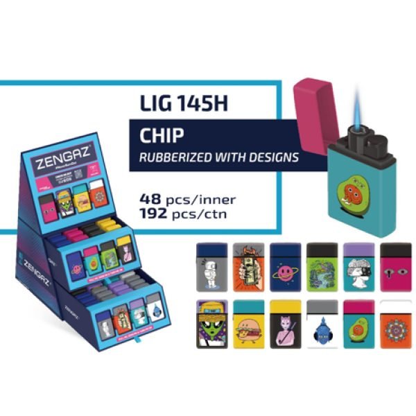 Zengaz Cube Display Chip Jet Lighters H - Assorted Designs