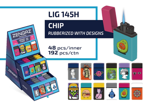 Zengaz Cube Display Chip Jet Lighters H - Assorted Designs