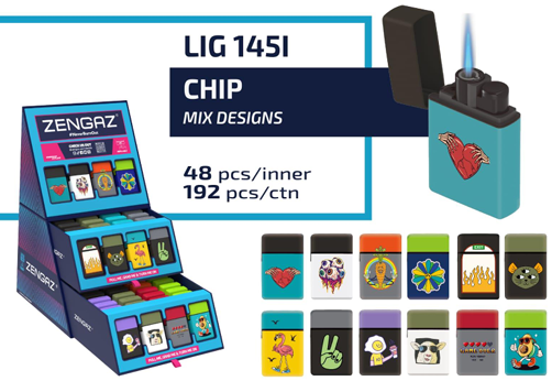 Zengaz Cube Display Chip Jet Lighters I - Assorted Designs
