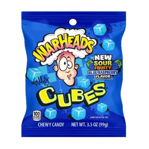 Warheads Blue Raspberry Cubes Peg Bag 99g