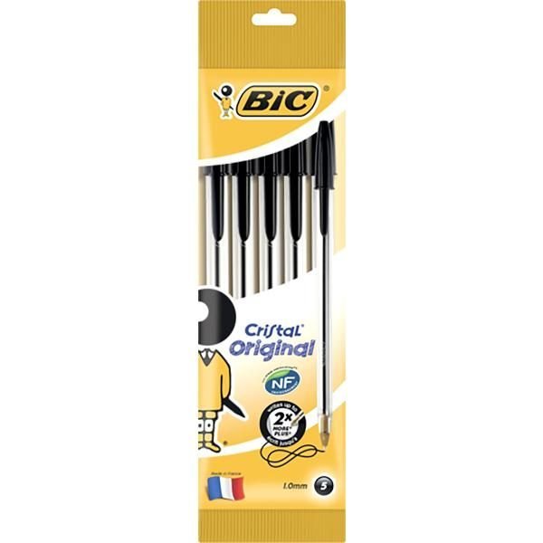 BIC Cristal Xtra Life 1mm Pen Black 5 Pack