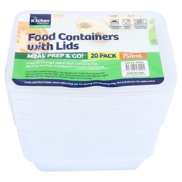 Container Takeaway Food Container with Lid 750mL 20pk