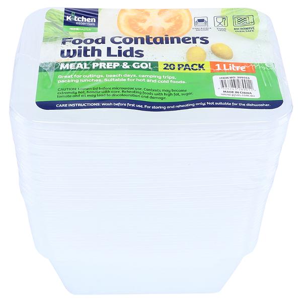 Container Takeaway Food Container with Lid 1000mL 20pk