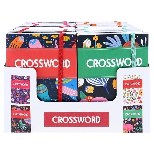 Book Cross Word Puzzle Book Purse Size with Elastic 4 Assorted Designs 150mm x 103mm 128 Page