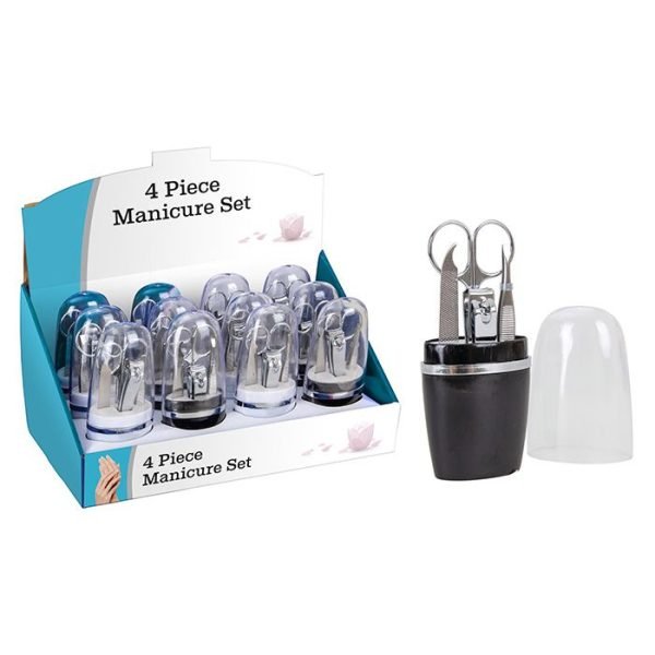 Manicure Set With Travel Box 13cm (Set of 4) Assorted Colours