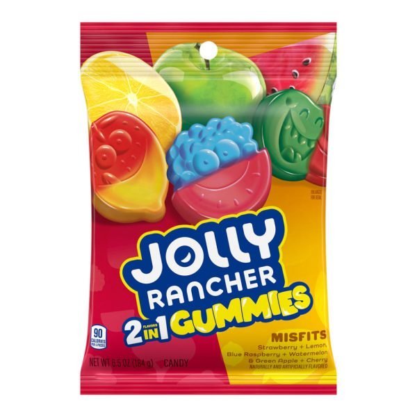 Jolly Rancher 2in1 Gummies Misfits Peg Bag 184g