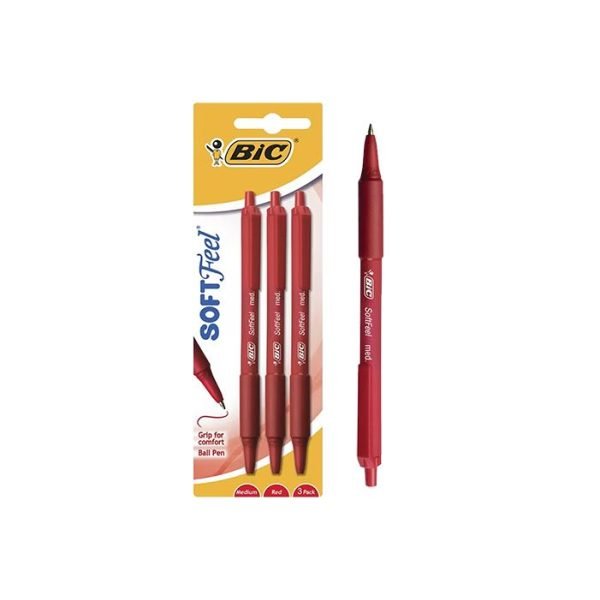 Bic 3PK Soft Feel Ball Pen - Red